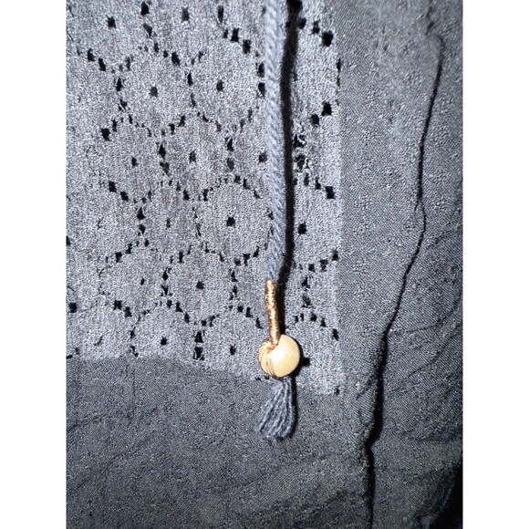 Free People Moon River Easy Top Size Small Black Daisy Lace Peasant Blouse - Picture 4 of 5